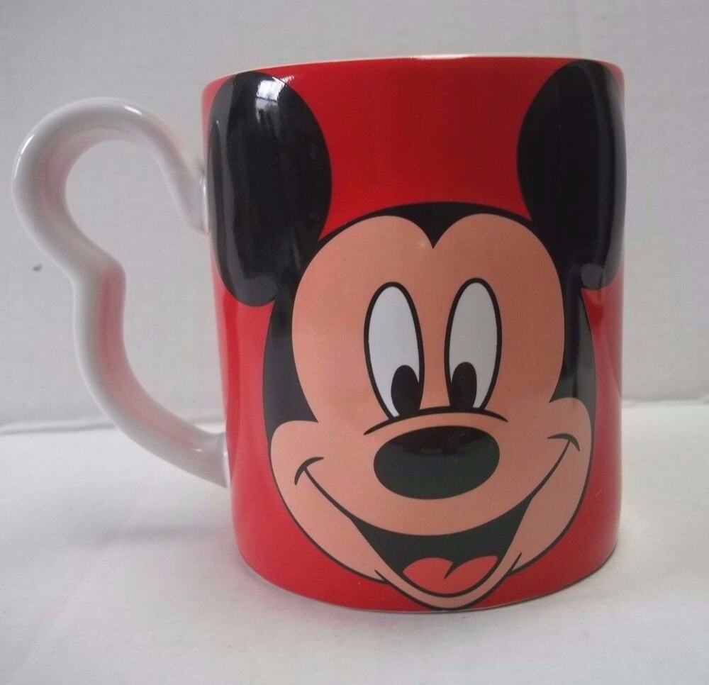 Mickey Mouse Relief Coffee Mug Tea Cup Mouse Ear Handle Ceramic Excellent